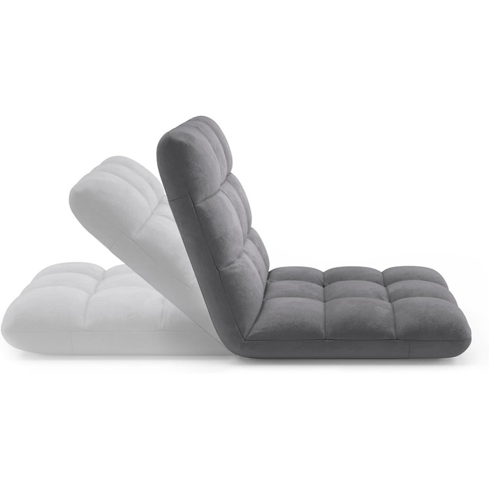 Розкладне підлогове крісло Garance на 15 позицій, велюр, антрацитово-сірий колір