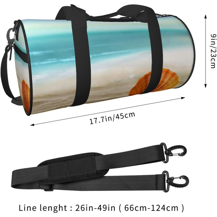 Спортивна сумка, дорожня сумка, пляжна сумка з мушлевим принтом, сумка для ночівлі, чорна, універсальний розмір, сумка для подорожей