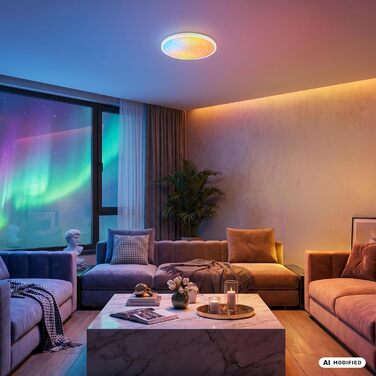 Стеля LED-світильник BRILONER AuraGlow з диммером та фоновим підсвічуванням, чорний/білий, 37,5 см