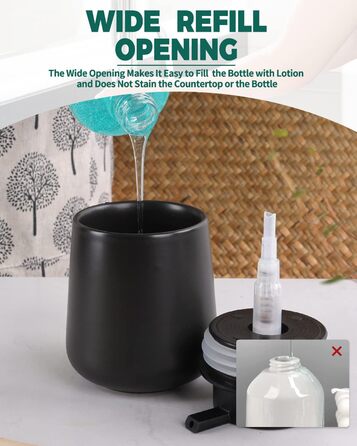 Дозатор мила Umlaca Дозатор рідини для миття посуду, багаторазовий дозатор мила керамічний 350 мл, велика головка насоса легко нат