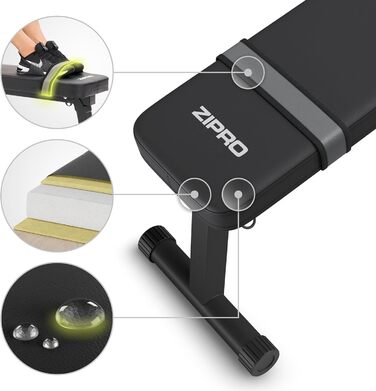 Складана лава ZIPRO Plank, тренувальна лава, фітнес-лава складна лава для жиму лежачи та присідань для домашнього використання компактна лава/лава для жиму лежачи, вантажопідйомність 230 кг з ремінцем для ніг