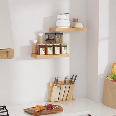 Дерев&39яна настінна полиця, надзвичайно широка 23,5 см, настінна дошка 40 см, дубова полиця, комплект з 2 шт., плаваюча полиця, полиця для кухні, кабінету, ванної кімнати, спальні та вітальні, дуб 40x23,5x3,8 см - комплект з 2 шт.