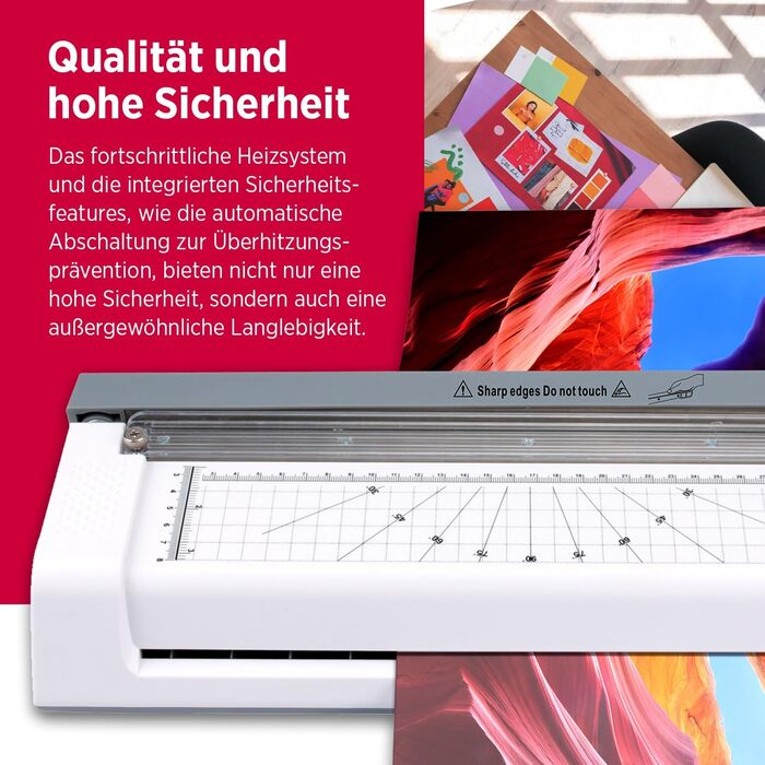 Ламінатор Olympia A 350 Combo 3-в-1 Гаряче та холодне ламінування Комбінований ламінатор та різак Без бульбашок Ламінатор A4 Сучасний та компактний дизайн