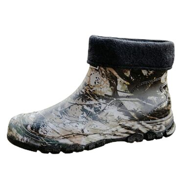Гумові чоботи до щиколотки з підкладкою Pangolin для чоловіків та жінок, знімна флісова підкладка, камуфляжні ковзаючі гумові чоботи, короткі черевики для риболовлі та кемпінгу, сірі, EU 48