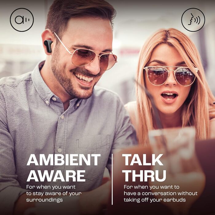 Бездротові навушники-вкладиші з водонепроникністю IP54 та IPX2 - функція гучного зв'язку та 32 години автономної роботи - чорного