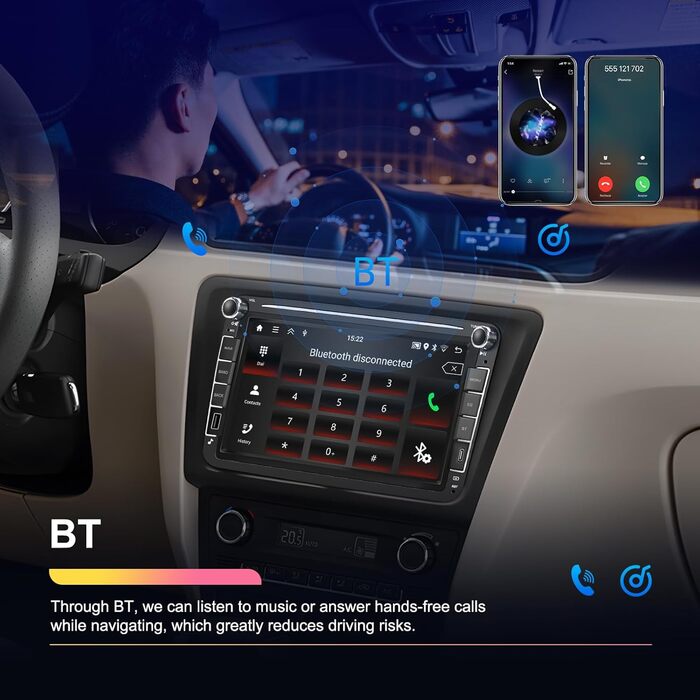 Автомагнітола Hikity для Golf 5 6 Passat Jetta Caddy Polo cc Tiguan EOS Touran T5 Scirocco Бездротове керування Carplay та Android Auto, 7-дюймовий сенсорний екран Android 2 ГБ 64 ГБ, Bluetooth, FM, DSP, RDS/Mirror Link 264 ГБ S1