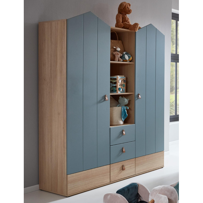 Шафа-купе з двома дверима та плавним закриттям/демпфіруванням дверей, колір дуба Нагано, висока якість