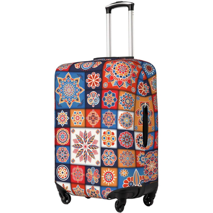 Чохол для валізи Ретро Квіти - еластичний захист від подряпин та пилу, чорний, розмір 85 см