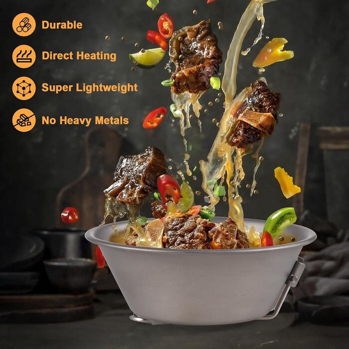 Портативний кемпінговий посуд Doorslay, титанова чашка, чаша Spork, набір із 3 предметів, набір для кави на відкритому повітрі, набір для пікніка, складний для кемпінгу, походів