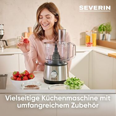 Мультифункціональна кухонна машина SEVERIN KM 3892, 1200 Вт кухонний комбайн для замішування, змішування, тертки та подрібнення з розширеним набором аксесуарів