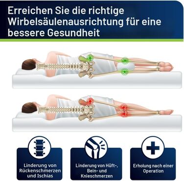 Медично розроблена подушка для колін - Ортопедичний клин з піни з пам&39яттю форми для сну на боці, ішіасу, болю в попереку - Подушка для ніг для сну на боці - включаючи медичний посібник, білий