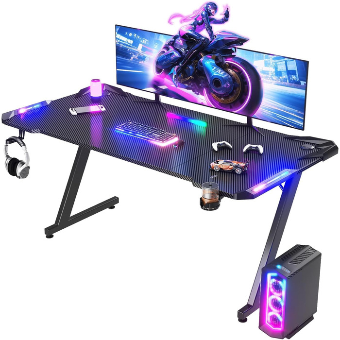 Ігровий стіл JUMMICO 160 x 60 см з RGB LED-підсвіткою