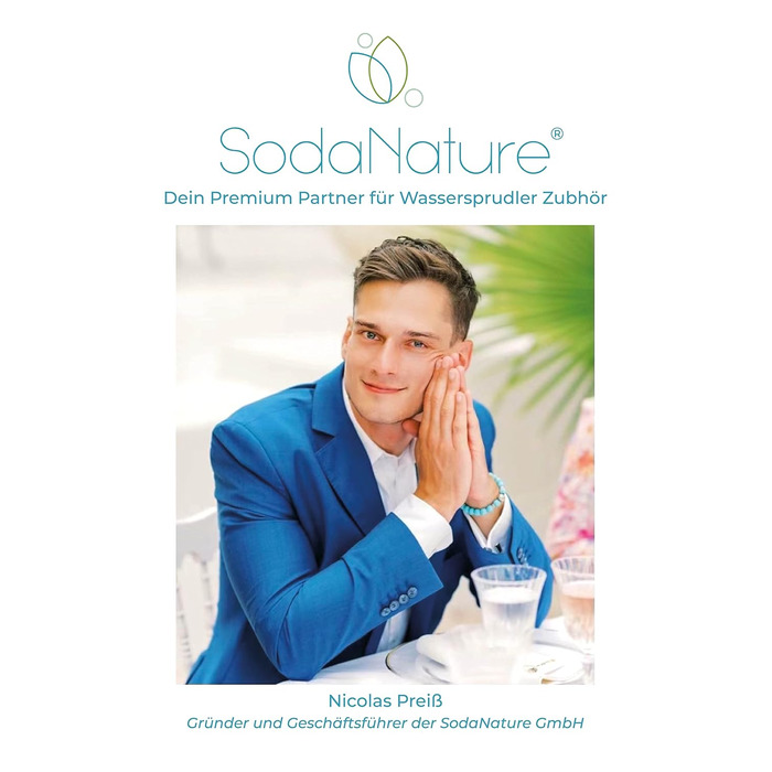 Преміальний 60-літровий циліндр CO2 для SodaStream (крім QC), Aarke тощо Нові та вперше заповнені в Німеччині Натуральна вугільна кислота для 2 шт. 60л TV до 2032 року 425 г, 2 шт.