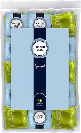 Презервативи MISTER SIZE, ультратонкі, 49 мм, упаковка 100 шт./надзвичайно тонкі, надзвичайно тонкі, змащені/виготовлені зі 100 натурального каучукового латексу вашого розміру S/природне відчуття, упаковка 100 шт.
