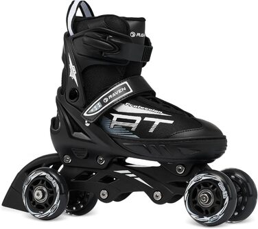 В-1 Роликові ковзани, трискейти, роликові ковзани, ковзани для льоду для дітей та дорослих, регульовані розміри 38-42 (25 см-27,5 см), чорні, 4-