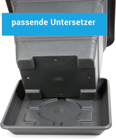 Набір з 4 рослинних горщиків XXL, 48 см, антрацит, великі пластикові квіткові горщики, вуличні горщики, стійкі до ультрафіолету, морозостійкі, зроблені в Німеччині, з дренажним блюдцем.
