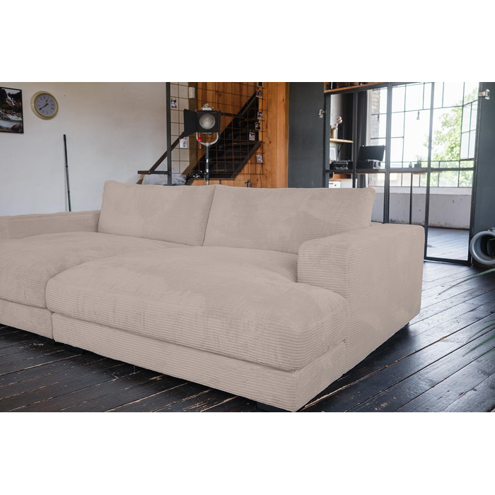 Шнур для великого дивана KAWOLA Madeline Вічний дизайн та елегантність Зручний мега-диван Ідеально підходить для ігор та відпочинку, сіро-коричневий, поліестер