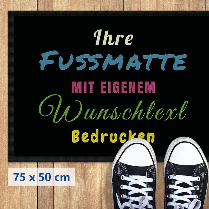Килимок для дверей Print Royal з індивідуальним текстом - Різні розміри до 120 см - Килимок для дверей з друкованим написом - багато фонів - нековзний, 75 x 50 см з гумовим краєм
