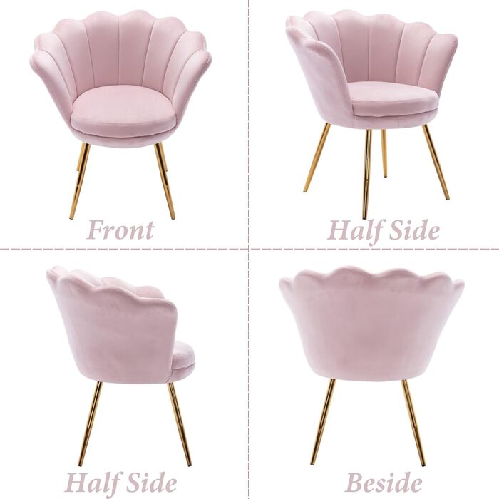 Оксамитове крісло для вітальні, крісло для туалетного столика із золотою основою, м&39який квітковий візерунок, крісло-шезлонг, крісло-реклайнер для вітальні/спальні, світло-рожевий