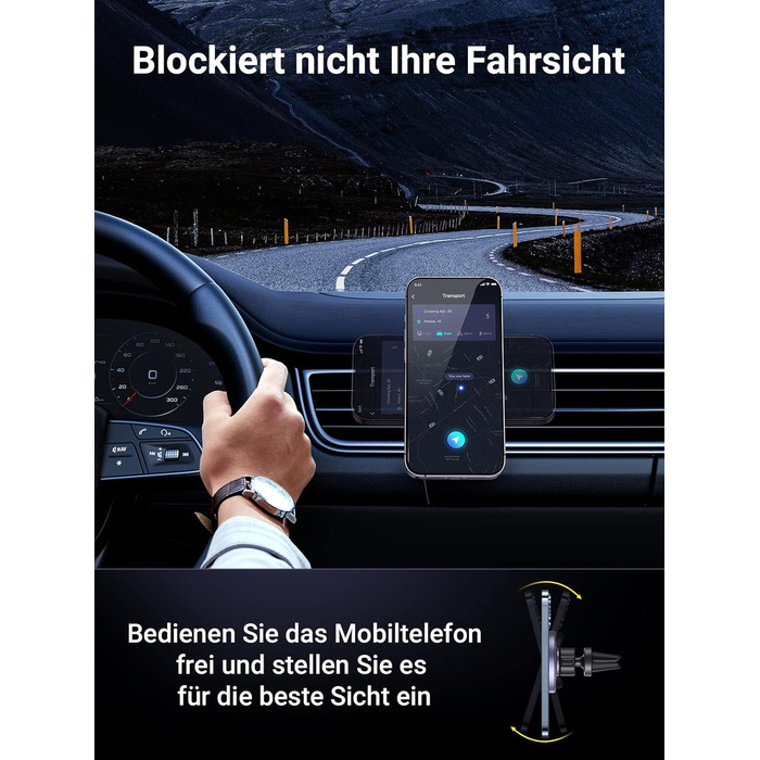 Тримач для мобільного телефону автомобільний магніт з металевим кільцем сумісний з MagSafe iPhone 16/15/14/13 Pro Max та всіма сма