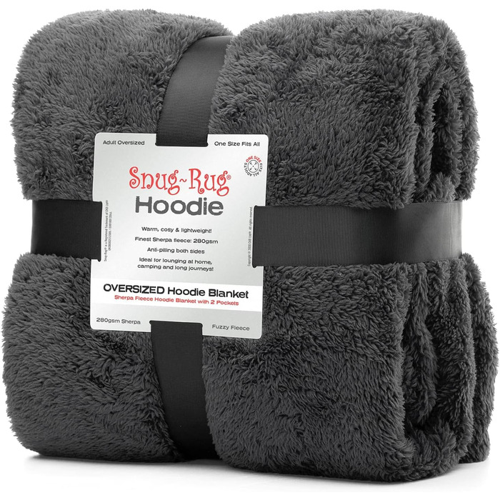 Портативна ковдра Snug Rug Grey Slate Grey - Ковдра з рукавами, шерпа-фліс, дорослий пуловер, толстовка, м&39які зручні ковдри великого розміру
