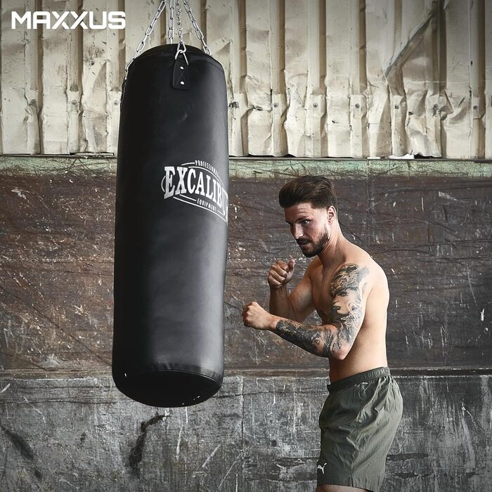 Боксерська груша MAXXUS PRO 120/100/80 - Наповнена, підвісна, чотириточковий сталевий ланцюг, 120x35см / 100x30см / 80x30см, 20-34