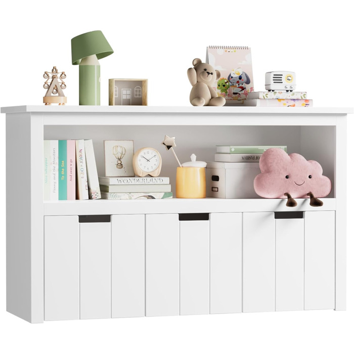 Дитяча полиця з ящиками на коліщатках, меблі для дитячої кімнати, полиця для іграшок, дитяча шафа, полиця біла з 3 ящиками, скрині