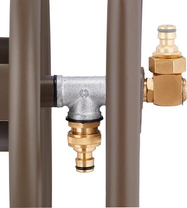 Садовий візок для шланга Relaxdays, до 60 м шланга, 4 пневматичні колеса, швидке з'єднання, металева бочка для шланга, коричневий