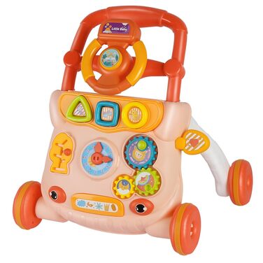 Дитячі ходунки, дитячі ходунки з музичним плеєром, амортизуючими колесами, подарунок для дітей від 6 місяців (36 x 34 x 42 см, рожеві) Рожеві 36x34x42 см