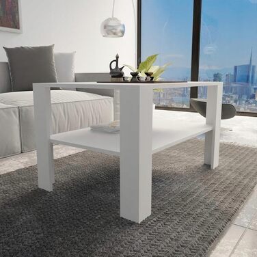 Сучасний журнальний столик MATKAM Ш100 x Г68 x В60 см, мінімалістичний дизайн для вашого дому, високоякісне виготовлення, легке складання (білий)