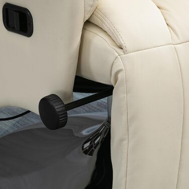 Крісло для телевізора HOMCOM з функцією відкидання, обертове крісло для телевізора з регульованою спинкою, м&39яке крісло-реклайнер, витримує вагу до 150 кг, штучна шкіра, для вітальні, кремово-білий колір