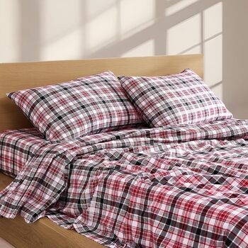 Комплект постільної білизни Linen Closet з м&39якою та затишною фланелевою тканиною, 100 бавовна, двоспальне ліжко розміру &quotqueen-size&quot, тартан кольору воронячого воронового горла (стандарт США)