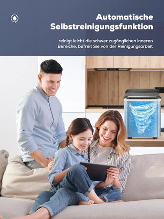 Машина для льоду з нержавіючої сталі з 2 розмірами кубиків льоду, 14 кг 24 шт. , самоочищення, 9 кубиків льоду за 6 хвилин, LED-дисплей, резервуар для води 2 л, льодогенератор із черпаком для льоду та кошиком, льодогенератор NORTHCLAN