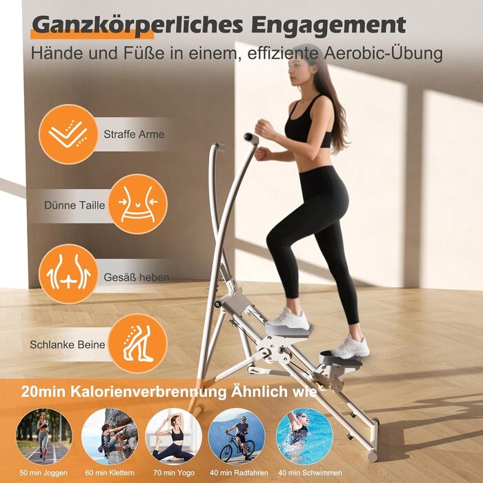 Портативний крос-трейнер, вертикальний тренажер для скелелазіння CEIEVER з регульованими педалями, вантажопідйомність 150 кг, складний степер для сходів із РК-дисплеєм інструментів для домашніх тренувань, тренажерний зал