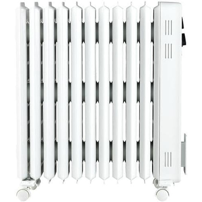 Допоміжний обігрівач для великих приміщень, включаючи 3 режими нагріву, мобільний завдяки колесам та заглибленим ручкам, обігрівач з ребристою конструкцією для рівномірного нагрівання, 2500 Вт, білий, 25M