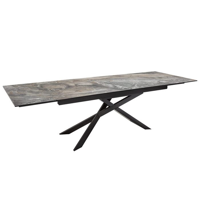 Розкладний обідній стіл invicta INTERIOR Euphoria 180-220-260 см, сіро-коричневий, керамічний, зроблено в Італії, оливково-сірий, чорний