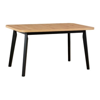 Розсувний овальний обідній стіл - кухонний стіл - дерев&39яні ніжки чорного кольору - стільниця з оздобленням Artisan - сучасний стиль - розрахований на 6-8 осіб, 80 x 140-180 см, Artisan, чорний