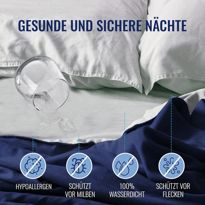 Наматрацник 120x200 см, водонепроникний та повітропроникний, виготовлений з бавовни (Oeko-TEX Standard 100), забезпечує захист матраца та вологи, служить наматрацником, можна прати при температурі 60C. 120 x 200 см