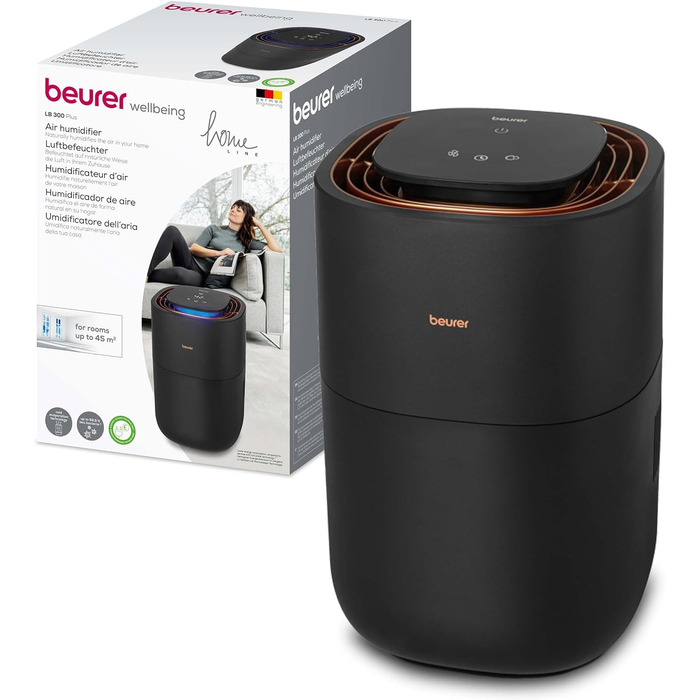 Зволожувач повітря Beurer LB 300 Plus з енергоефективною технологією холодного випаровування, кольоровим індикатором вологості, фу