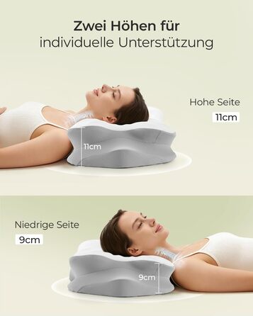 Подушка для шиї для полегшення болю в шиї, ергономічна подушка з функцією охолодження, знімний чохол, подушка з піни з пам&39яттю форми для сну на боці, спині та животі, 62 см 40 см 15 см, світло-сірий