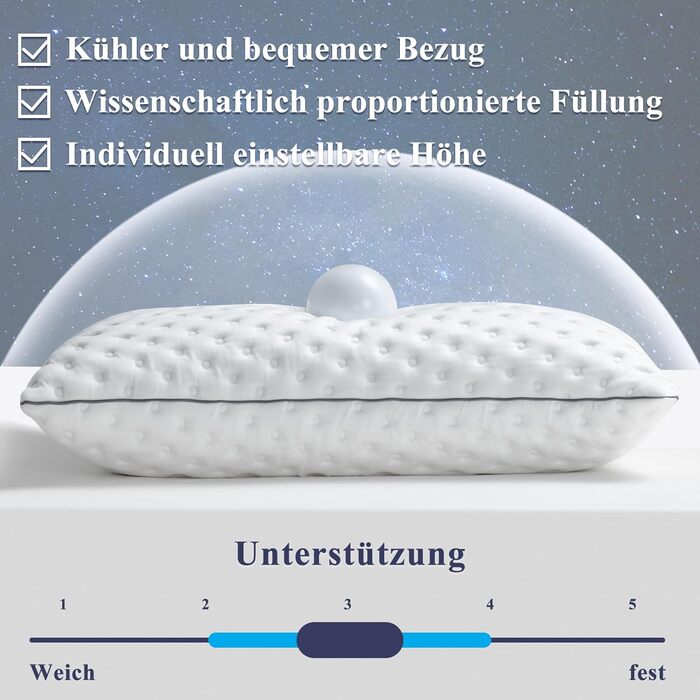 Подушка BedStory з піни з ефектом пам&39яті, регульована по висоті 40x80, подушка з подрібненої піни з ефектом пам&39яті, сертифікована Oeko-Tex подушка для підтримки шиї для сну на спині та боці, чохол, який можна прати, комплект з 2 шт.