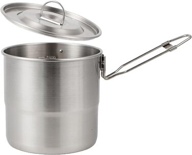 Міцний кемпінговий посуд з нержавіючої сталі, портативні каструлі для приготування їжі на відкритому повітрі з петлею для підвішування для походів та подорожей з рюкзаком, кемпінговий посуд з надійною петлею для підвішування.