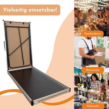 Складаний стіл для шпалер Lemodo Міцний робочий стіл Багатофункціональний стіл з вимірювальною шкалою Стіл для блошиного ринку 300 x 60 см Багатофункціональний стіл, вантажопідйомність до 30,0 кг