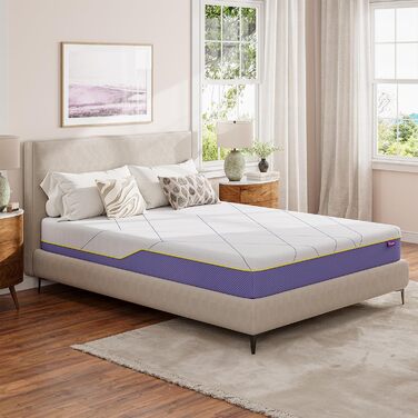 Матрац Vesgantti 90x200 см Матрац з холодної піни H3, висота 18 см, сертифікований Oeko-Tex, середньої жорсткості, згортається в рулон, знімний тканинний чохол, що прається, із застібкою-блискавкою, лавандово-фіолетовий, рівень жорсткості 3, висота 18 см,