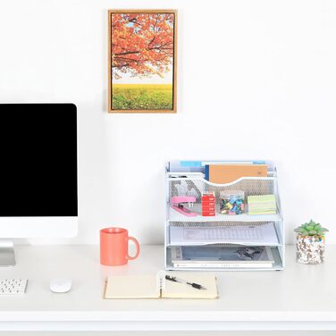 Металевий офісний органайзер EasyPAG A4 з 5 кишенями, тримач для документів, лоток для файлів, тримач для журналів, лоток для листів, органайзер для паперових журналів, білий