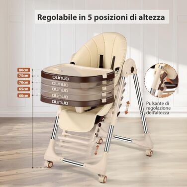 Дитячий стільчик для годування OUNUO Регульований і складний дитячий стільчик для годування Зростаючий дитячий стільчик для годува