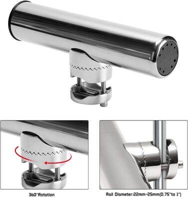 Тримачі для вудок FreeTec з нержавіючої сталі, 2 шт., тримачі для вудок для рейок 22-25 мм для човнів