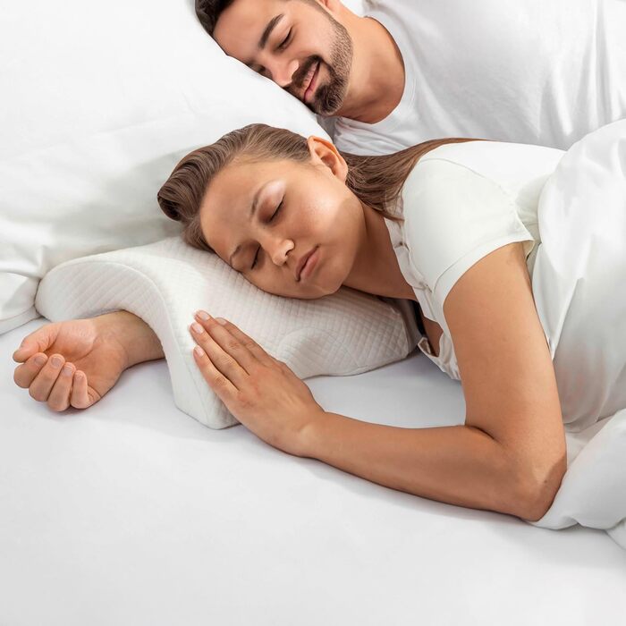 Ергономічна подушка для сну на боці з підлокітником, 26 x 30 x 12 см, охолоджувальний ефект, підтримка шиї та спини