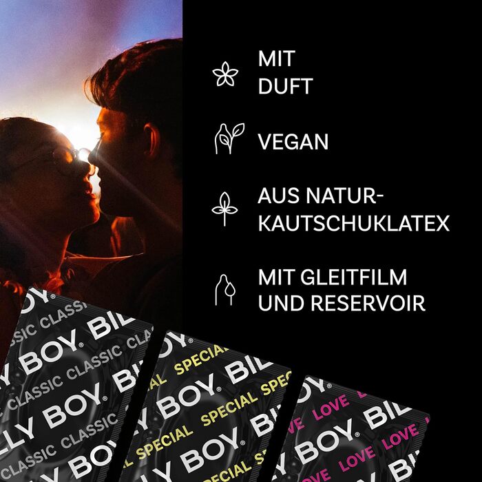 Презервативи BILLY BOY Joy Mix, 100 шт. 52 мм, 56 мм, 55 мм (62 мм зверху) 5 типів презервативів (1 x 100 шт. )