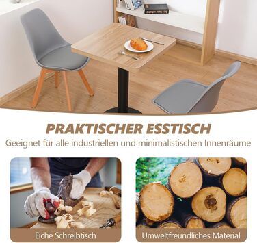 Обідній стіл Mingone 60 см, кухонний стіл, обідній стіл, маленький з дерев&39яною стільницею, квадратний стіл, дубовий вигляд з металевими ніжками, для вітальні, балкону, їдальні, 60x60x75 см, квадратний